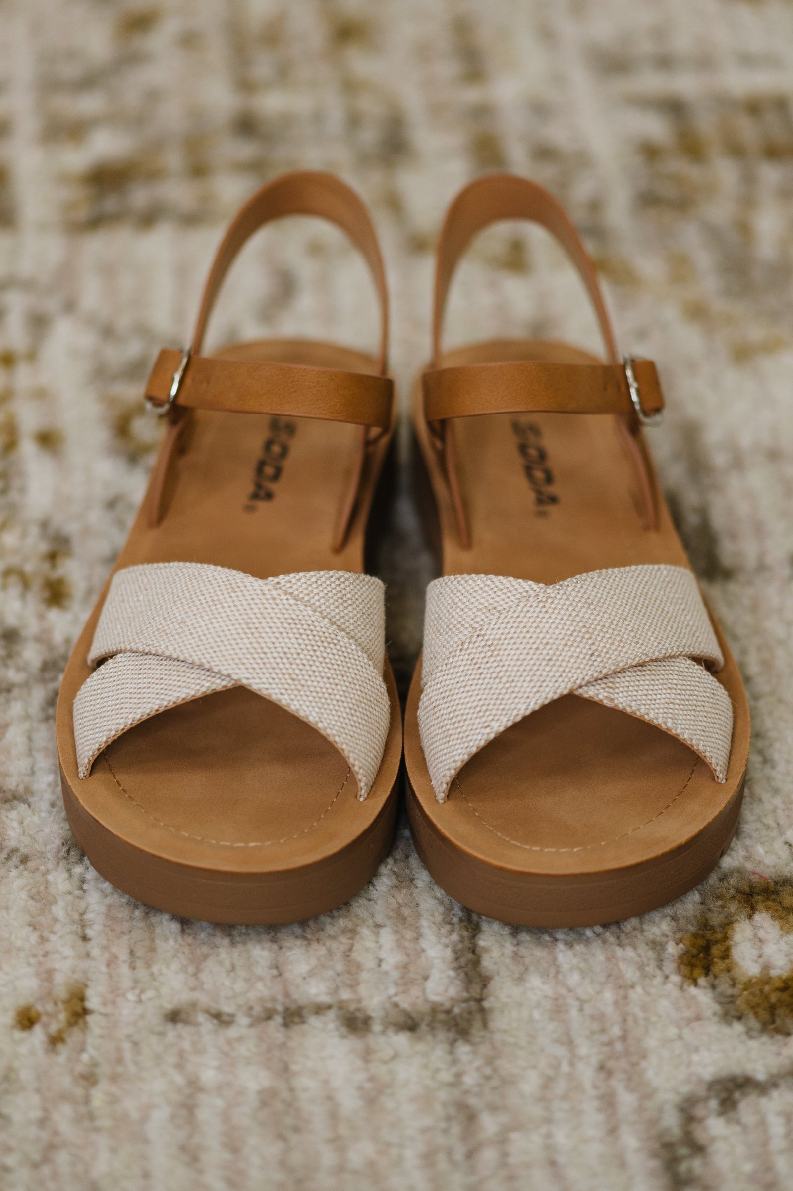 Chester Platform Nubuck Wedge Sandals in Cream