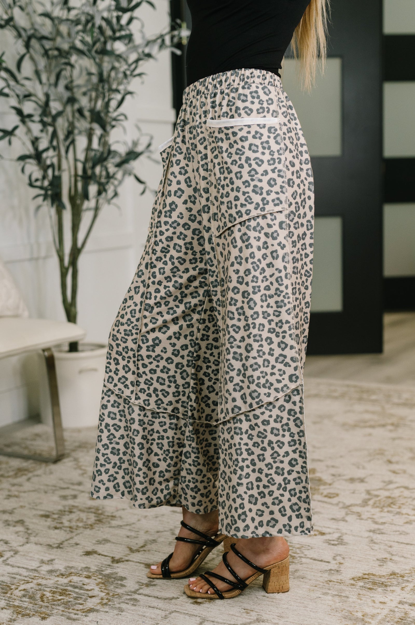 Follow the Flow Wide Leg Leopard Print Bottoms