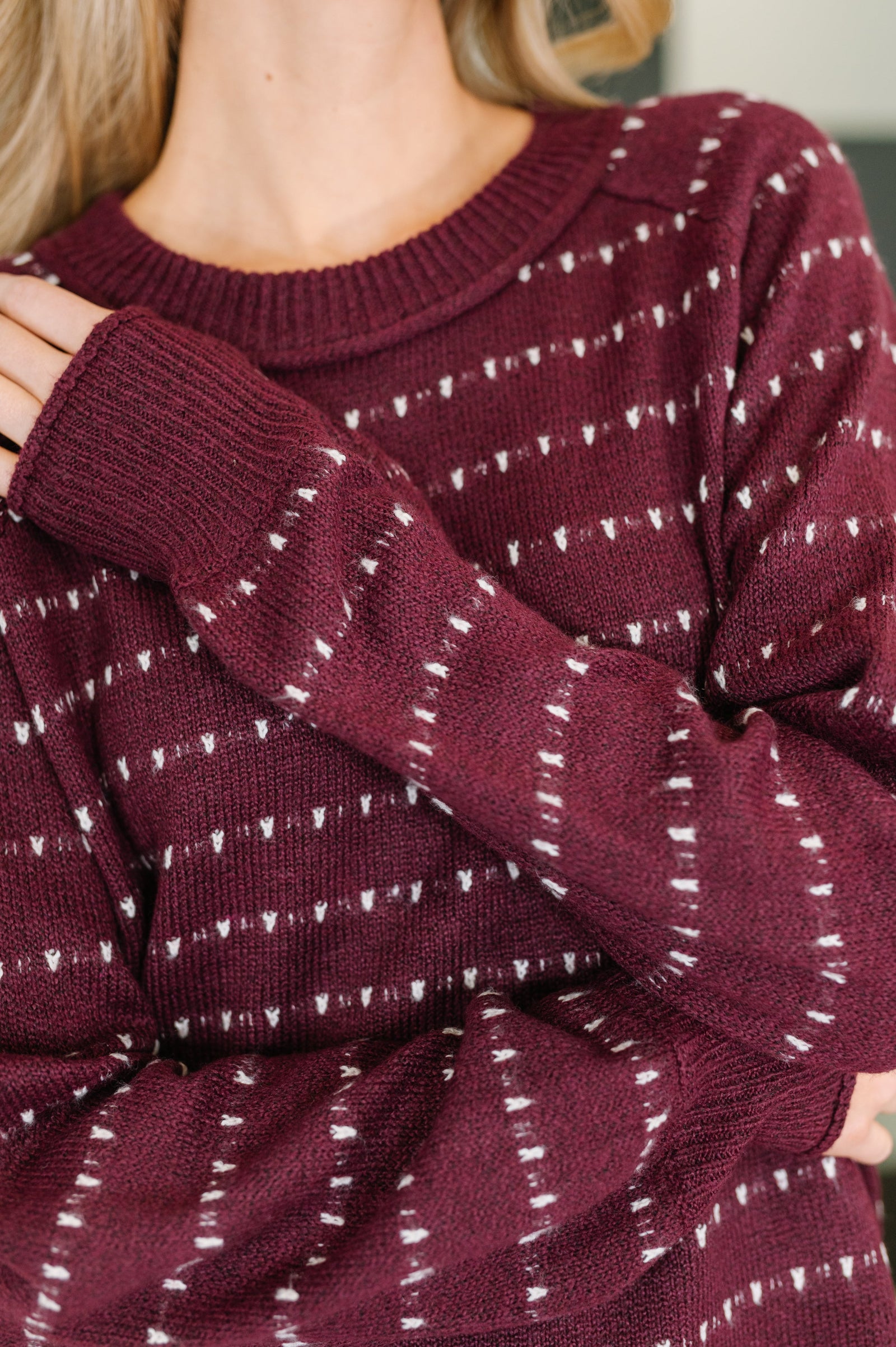 Leaves or Breeze Long Sleeve Knit Top
