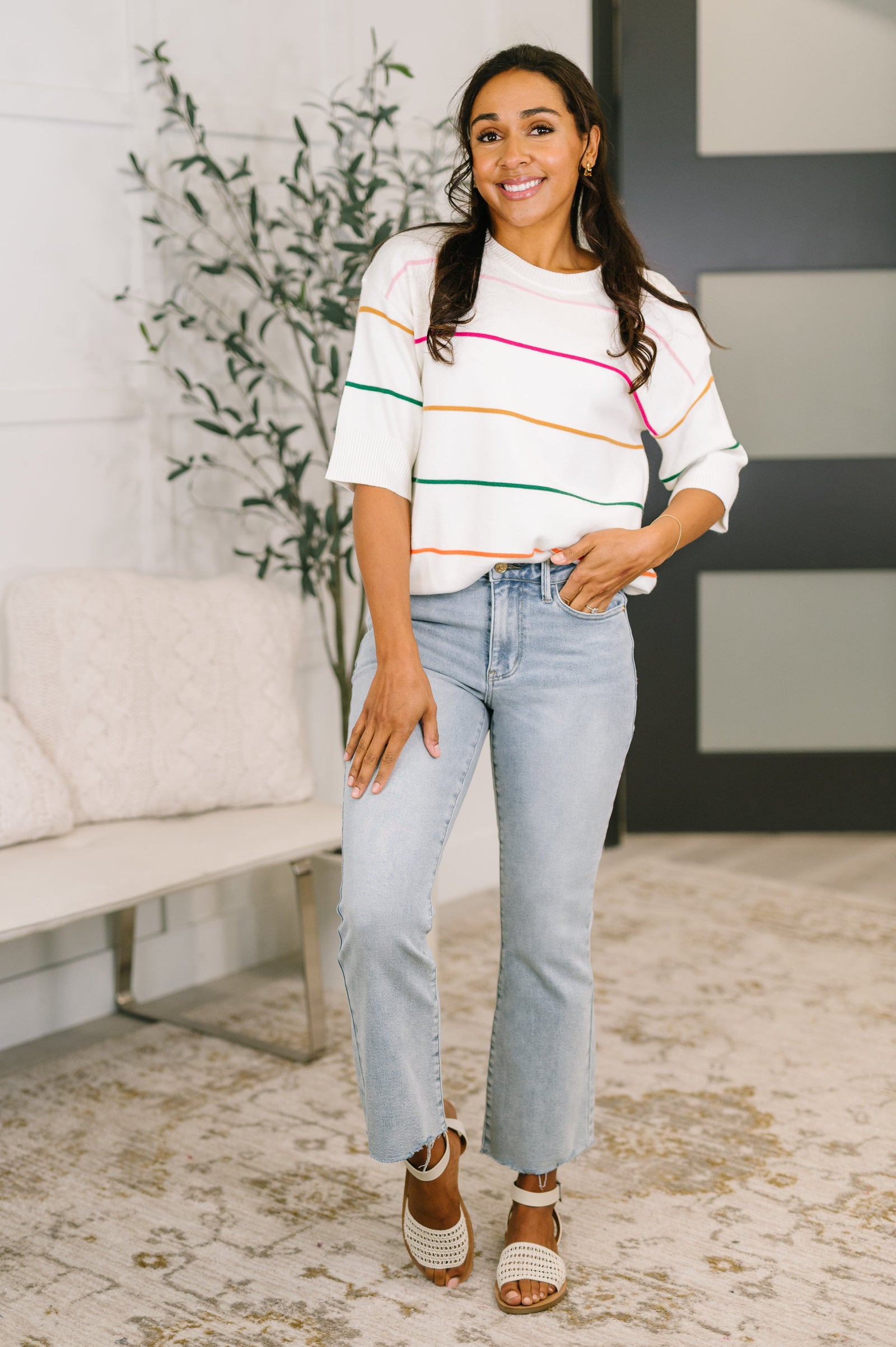 Normal Volume Striped Sweater