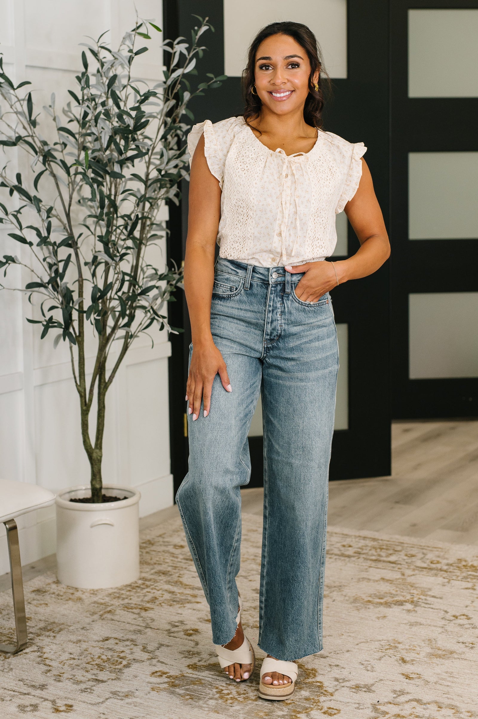 Picnic Petal Lace Detail Top