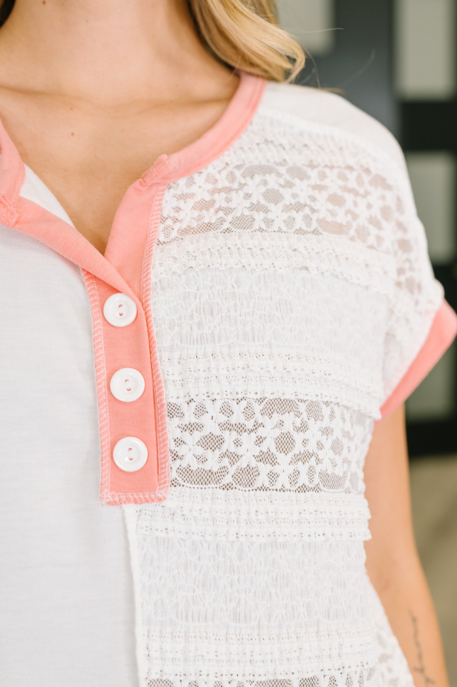 Right Thing to Say Textured Henley Top