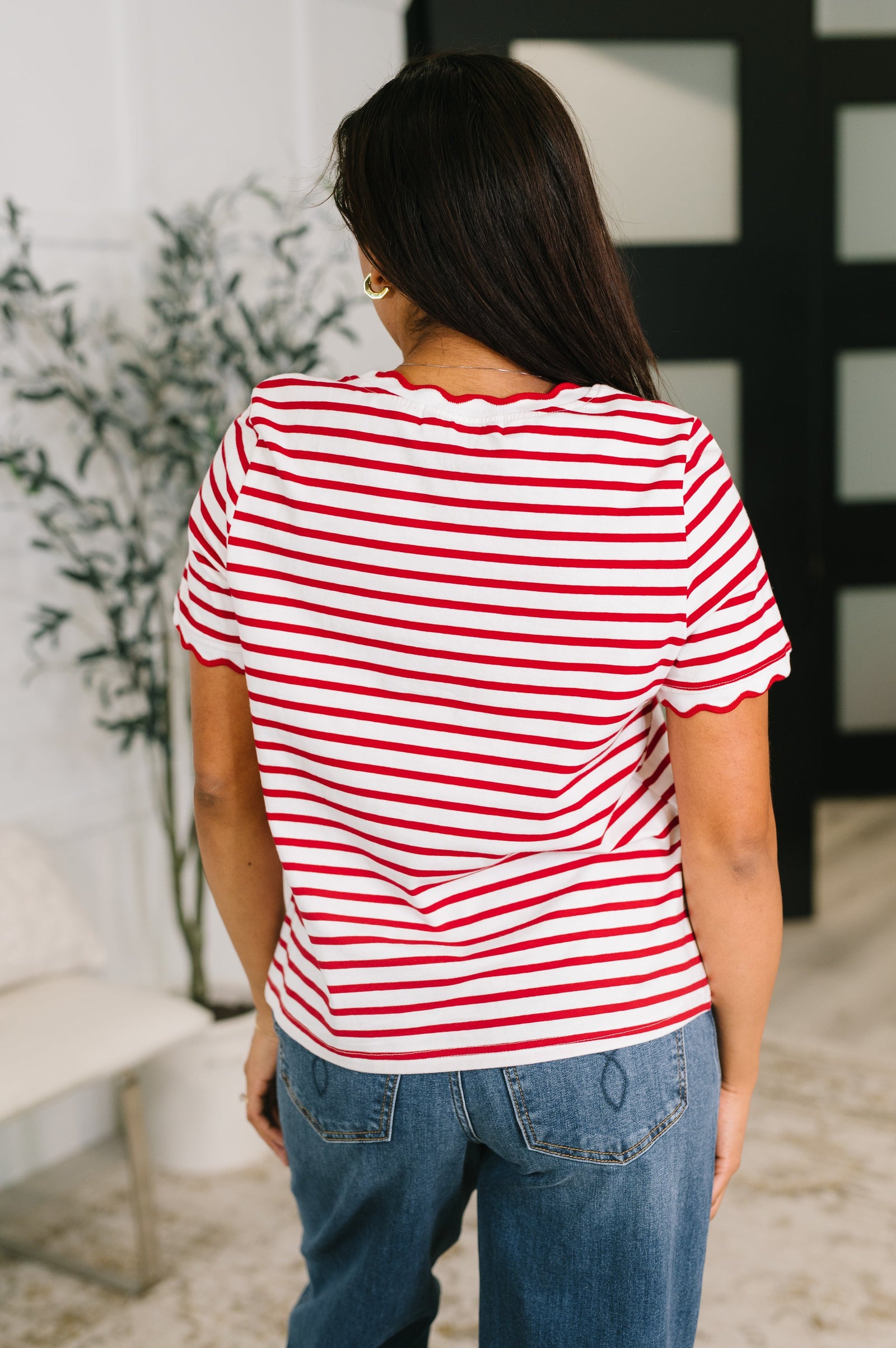 Something New Scalloped Hem Top