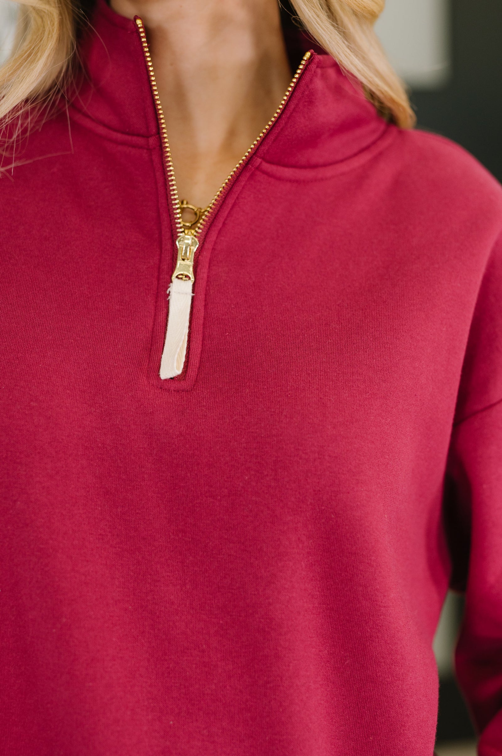 Sweater Weather Half Zip High Neck Pullover in Cabernet