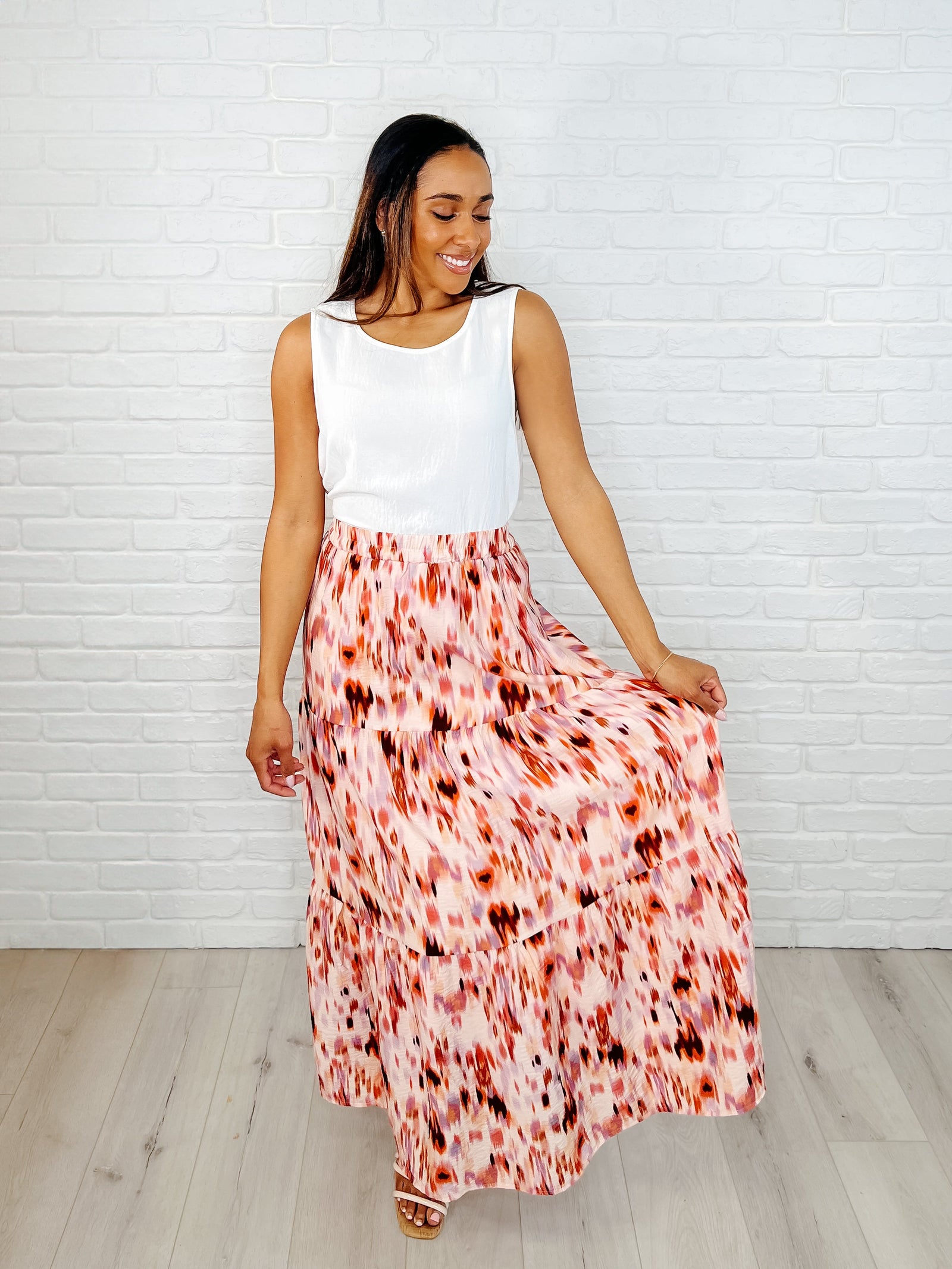 Words Fail Me Watercolor Print Maxi Skirt