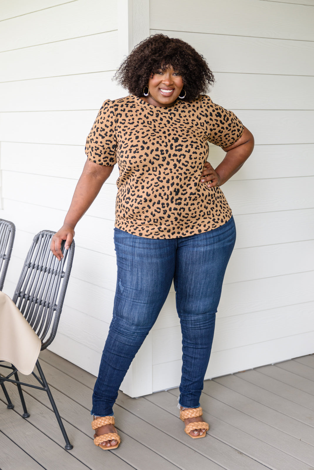 Spotted Animal Print Blouse Womens