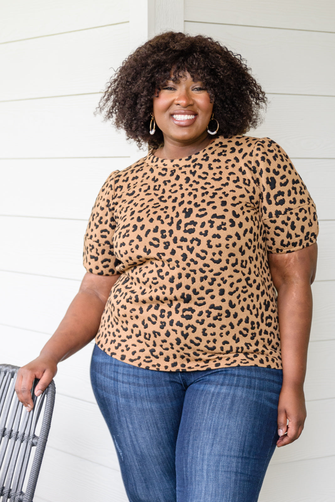 Spotted Animal Print Blouse Womens