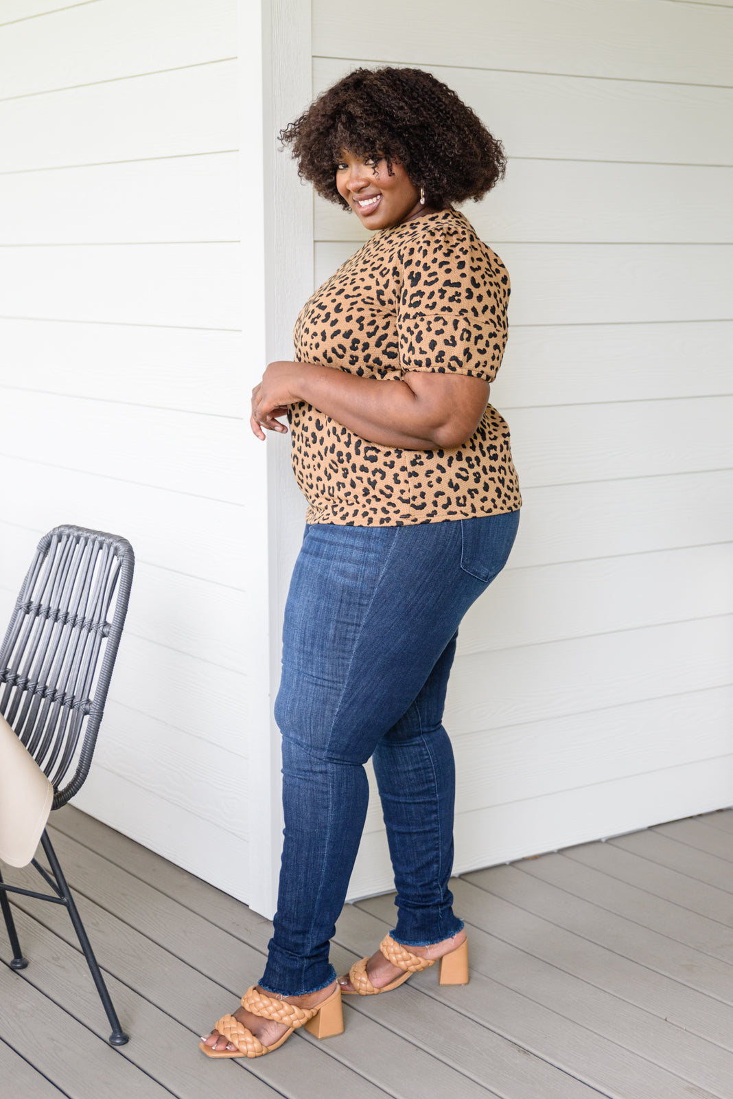 Spotted Animal Print Blouse Womens