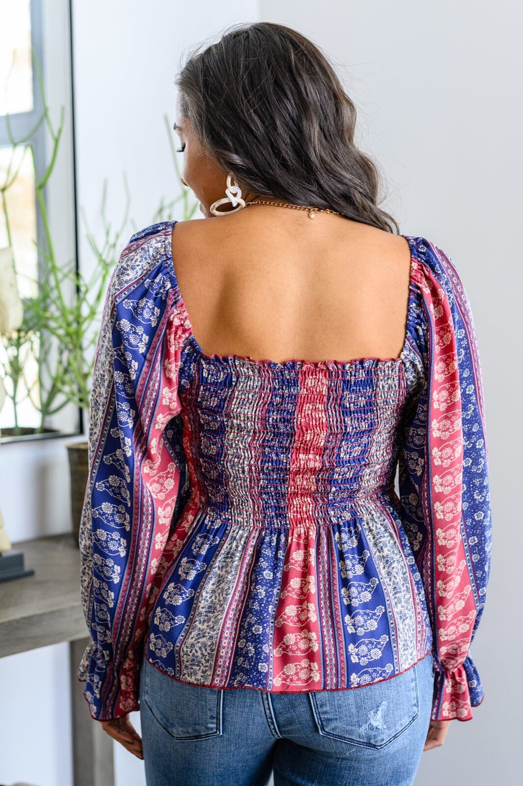 Afternoon Tea Smocked Long Sleeve Blouse Womens
