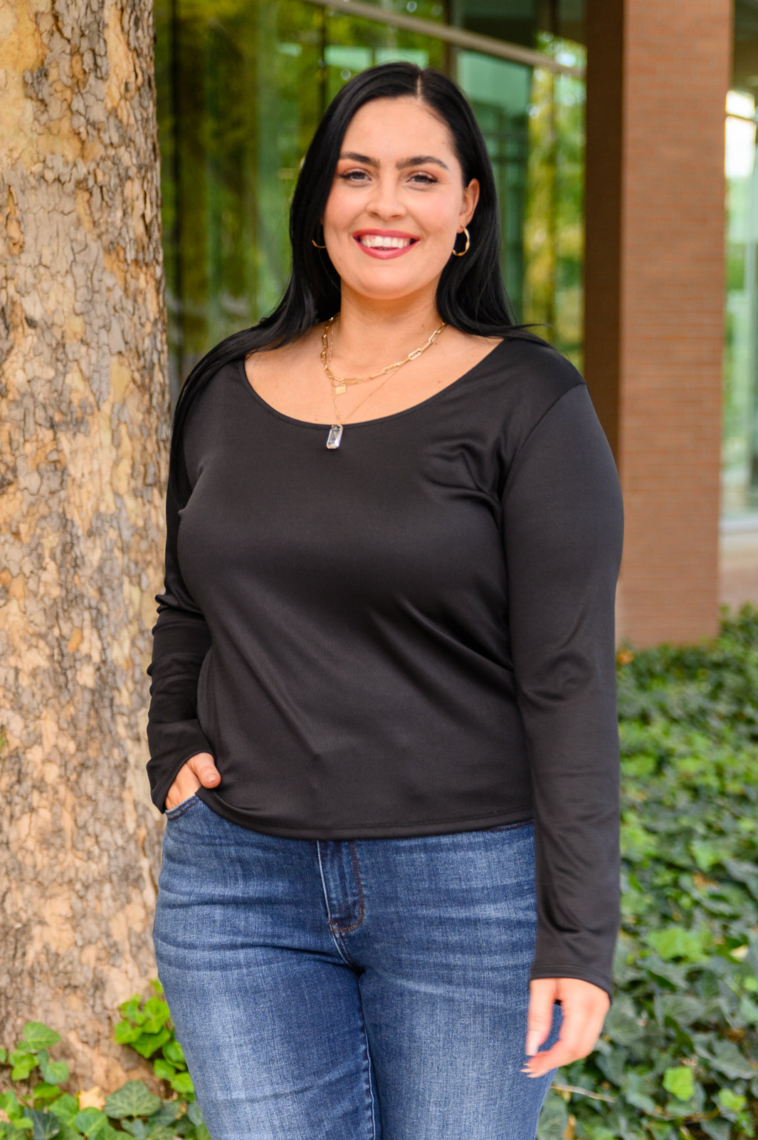 Can You Believe It Basic Long Sleeve Top In Black Womens