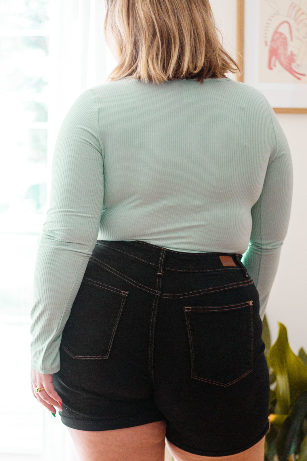 Count On Me Ribbed Bodysuit in Sage Womens