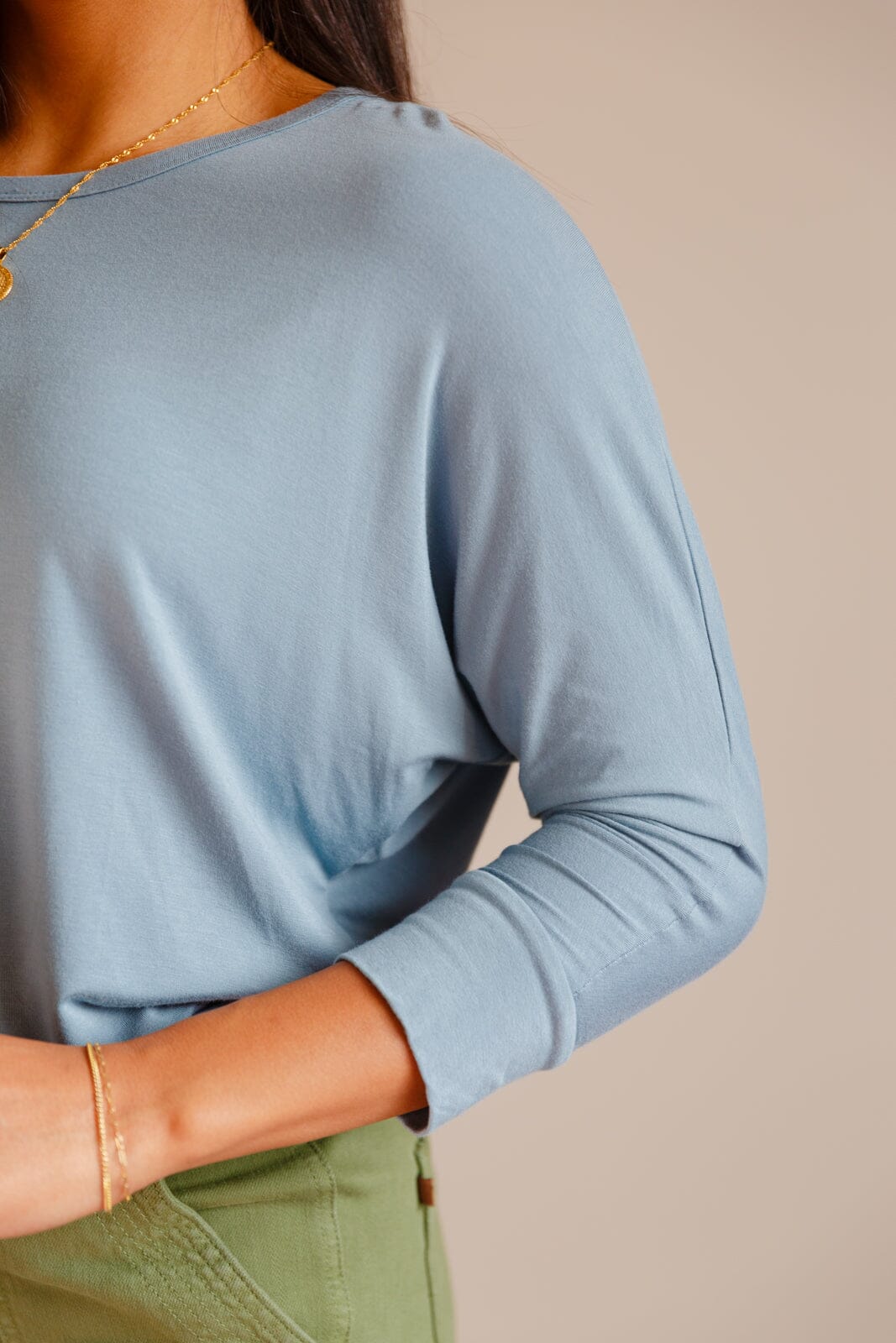 Daytime Boat Neck Top in Blue Gray Womens