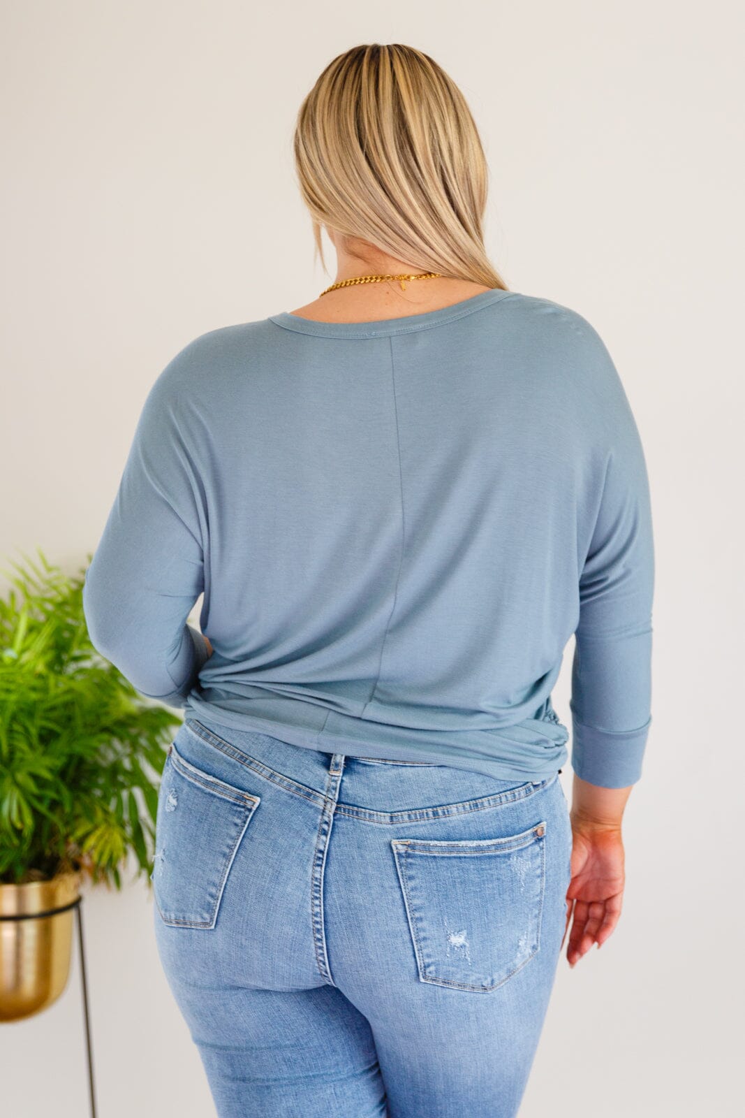 Daytime Boat Neck Top in Blue Gray Womens