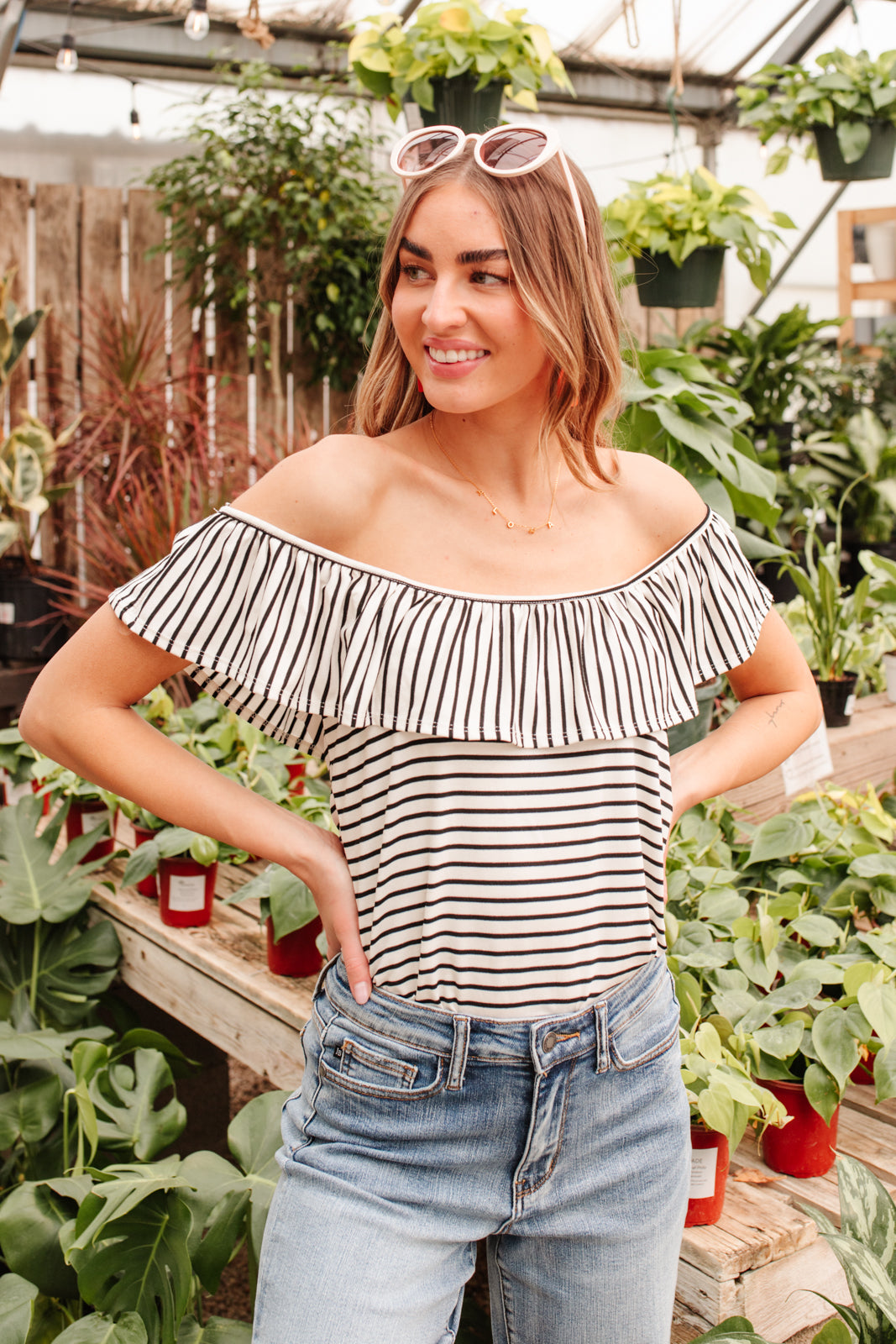 Extra Time Striped Top Womens