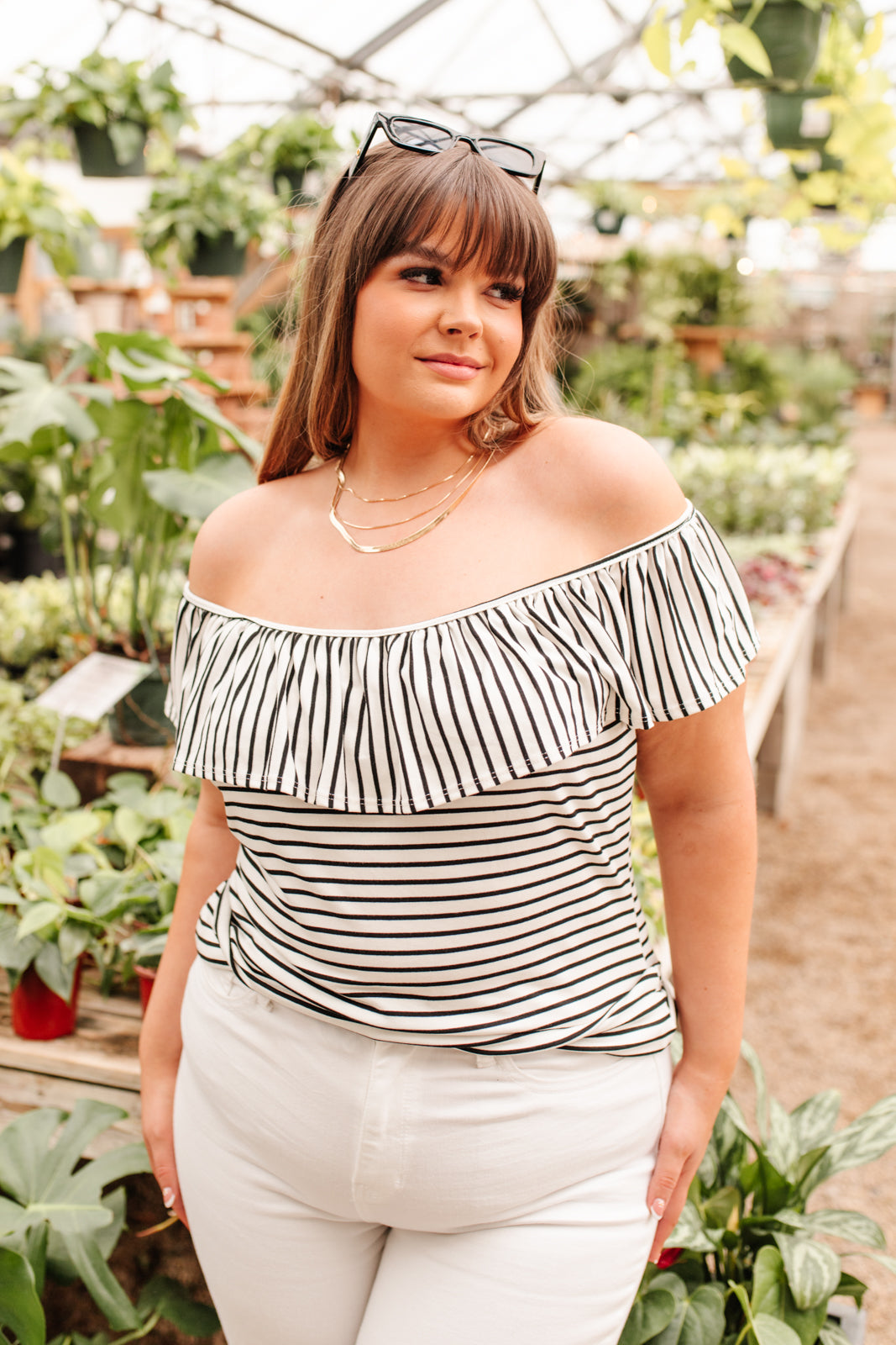 Extra Time Striped Top Womens