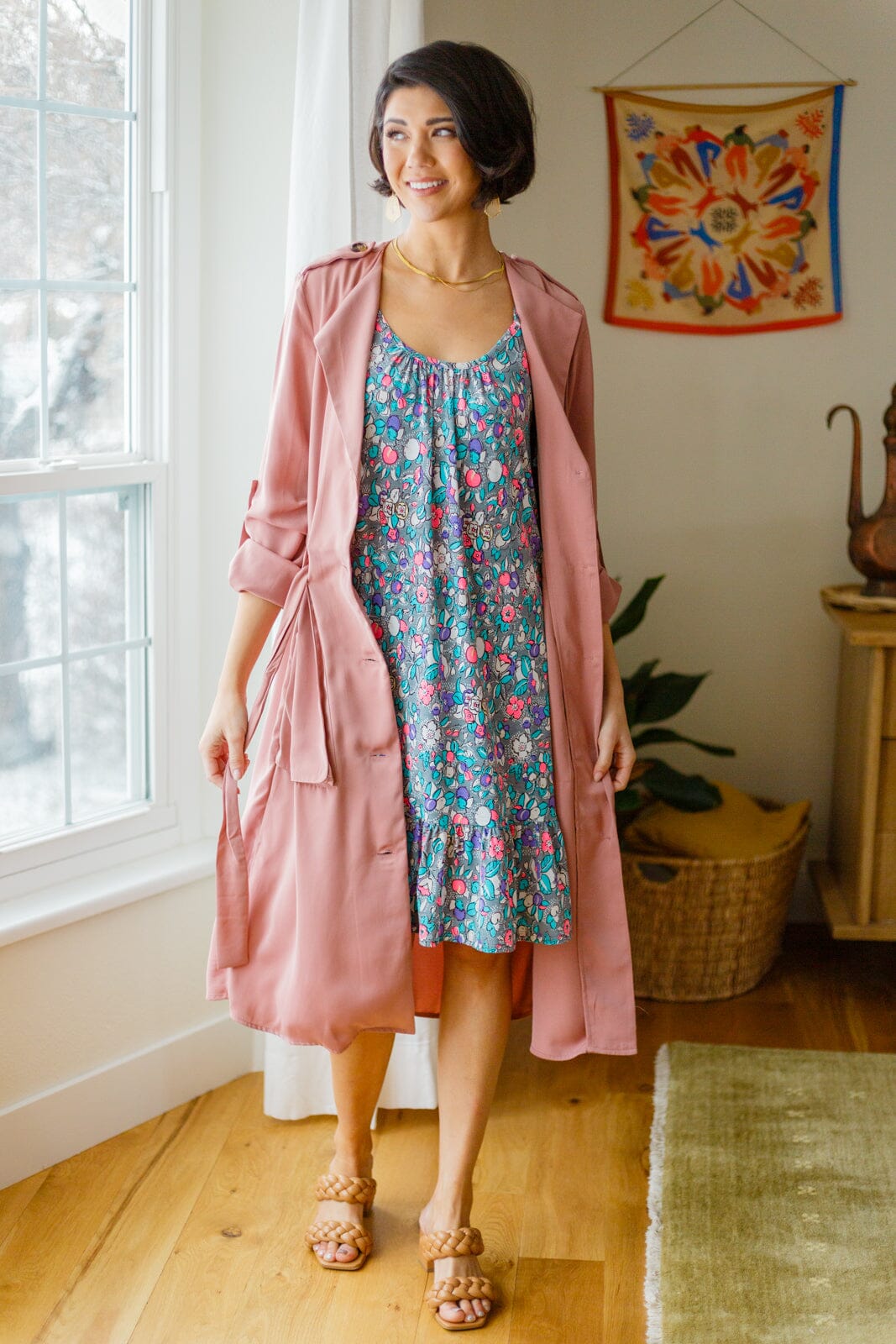 Floral Essence Tie Strap Dress Womens