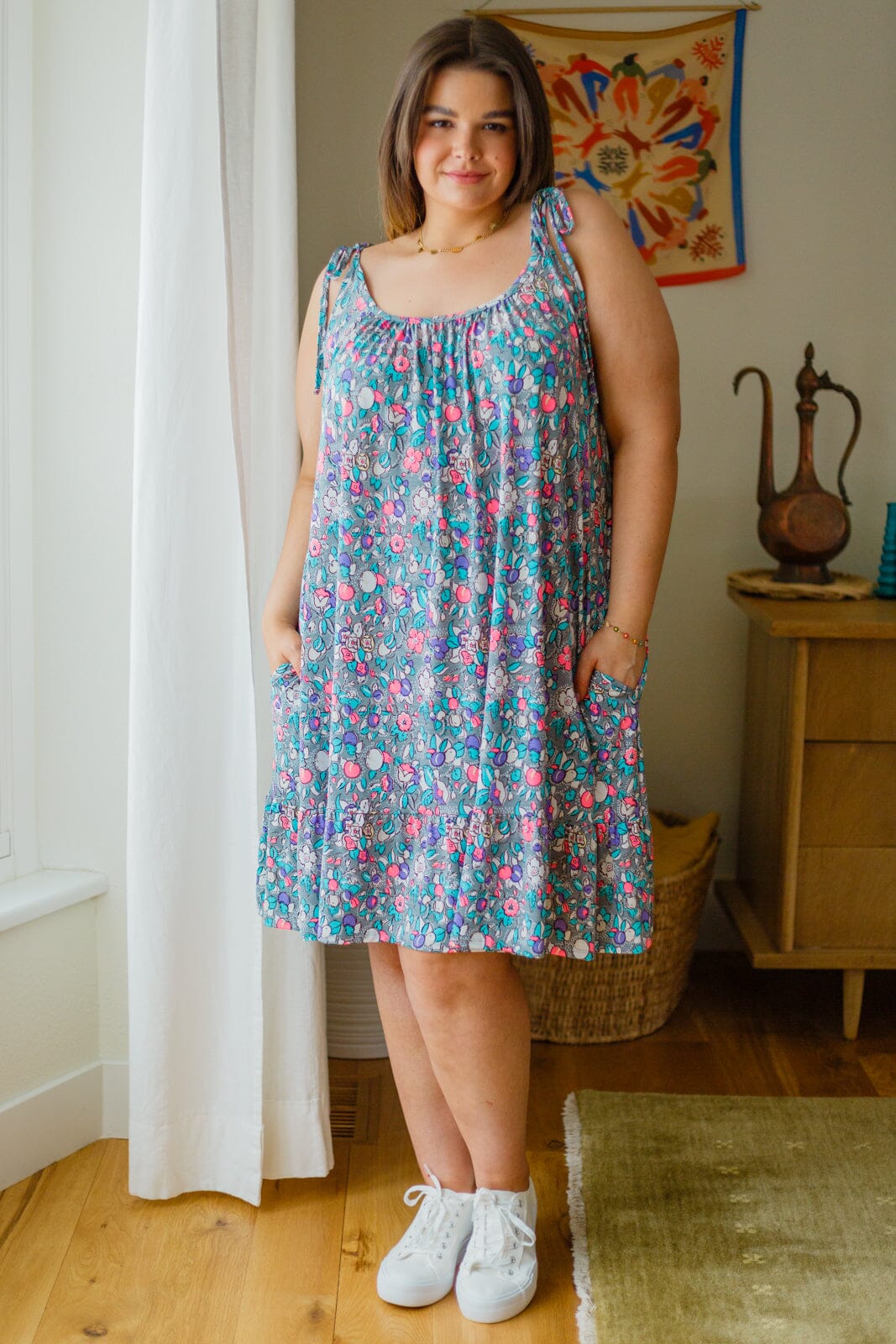 Floral Essence Tie Strap Dress Womens