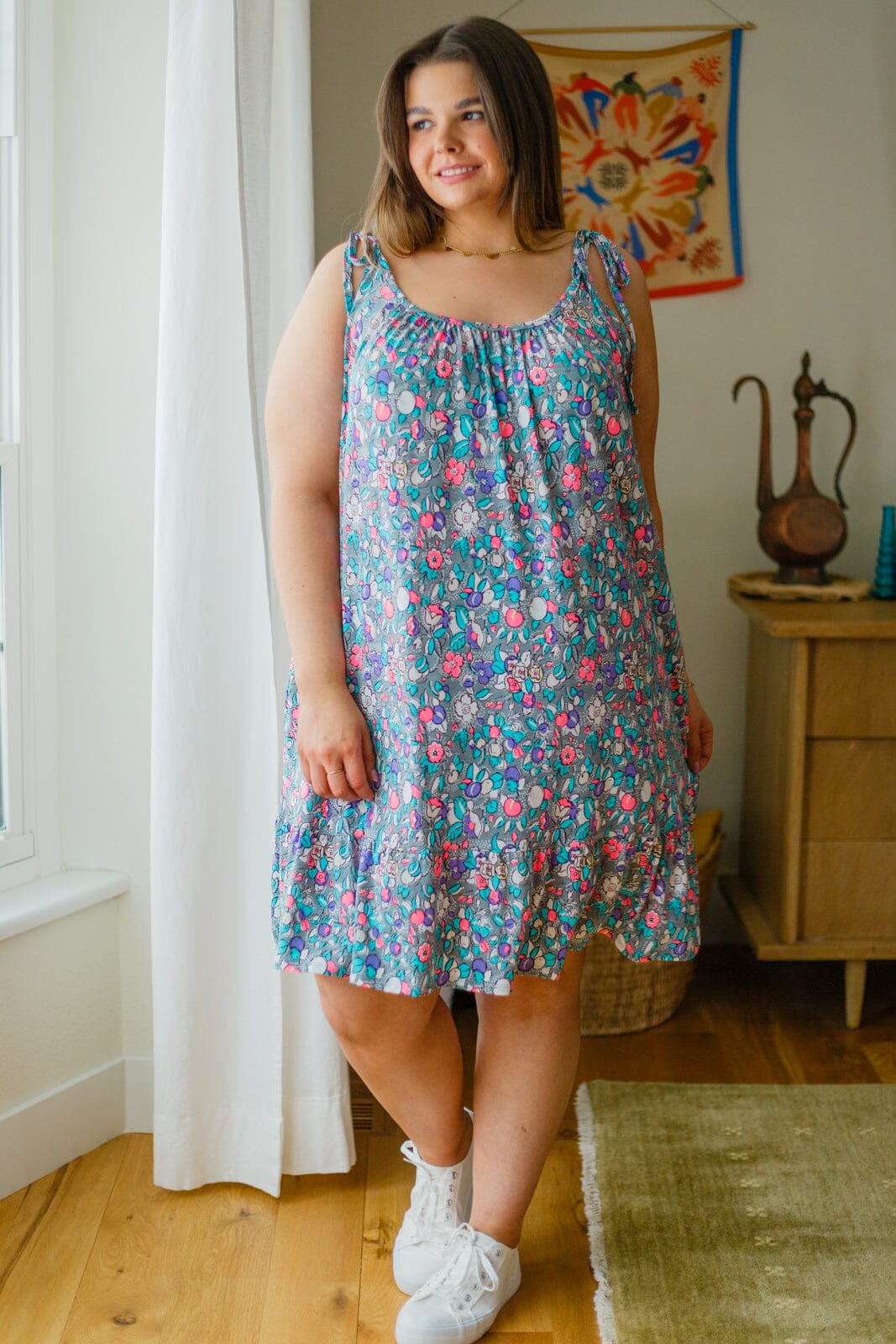 Floral Essence Tie Strap Dress Womens