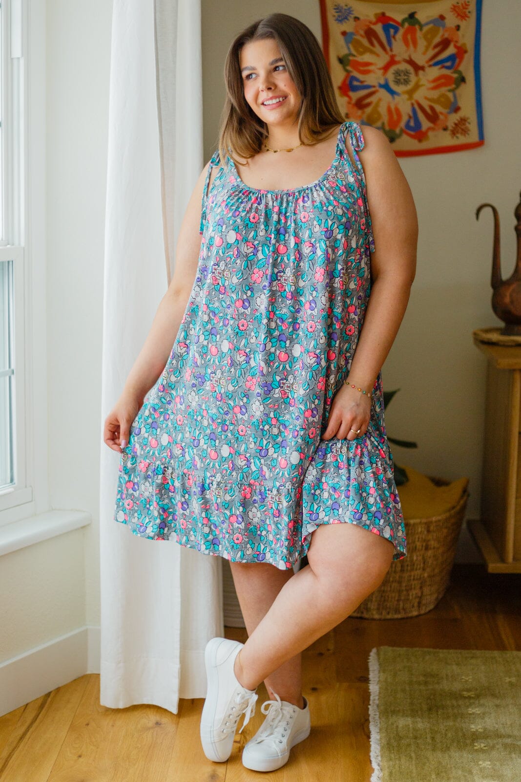 Floral Essence Tie Strap Dress Womens