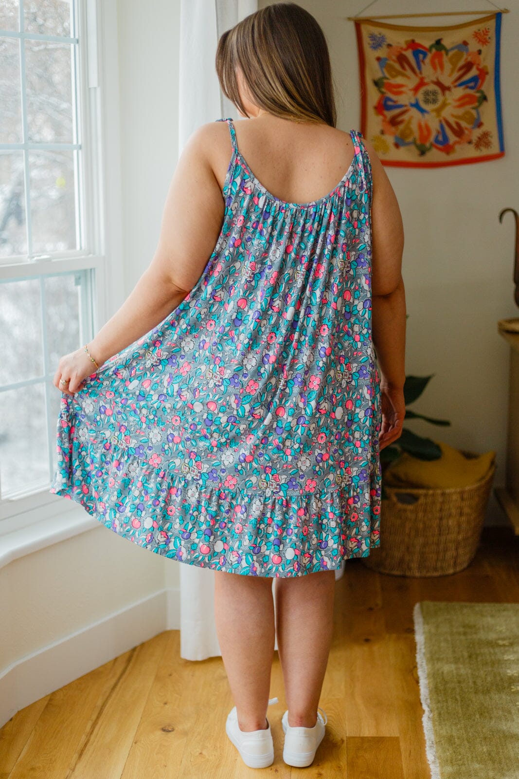 Floral Essence Tie Strap Dress Womens
