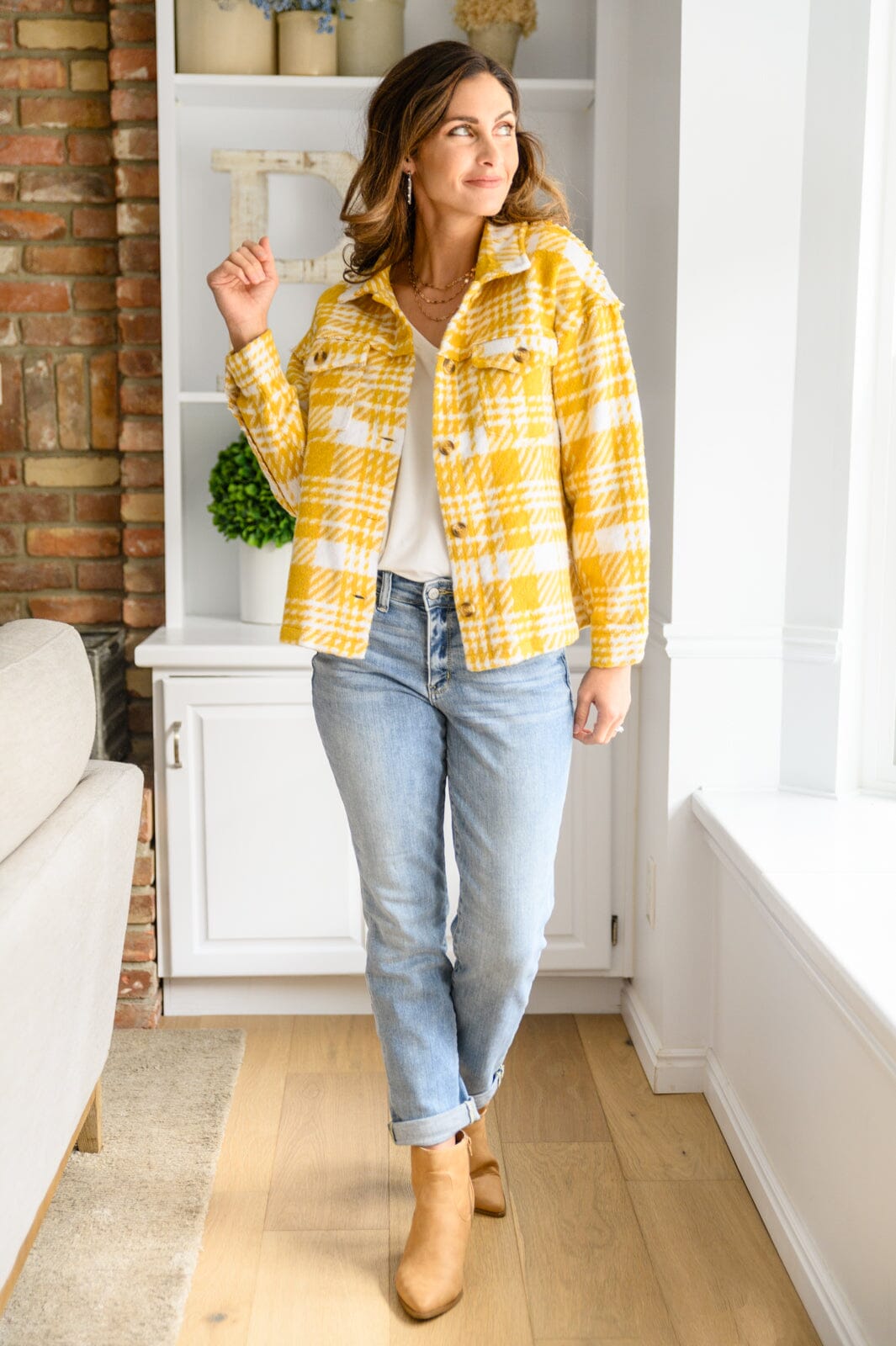 Hard To Miss Shacket In Mustard Womens