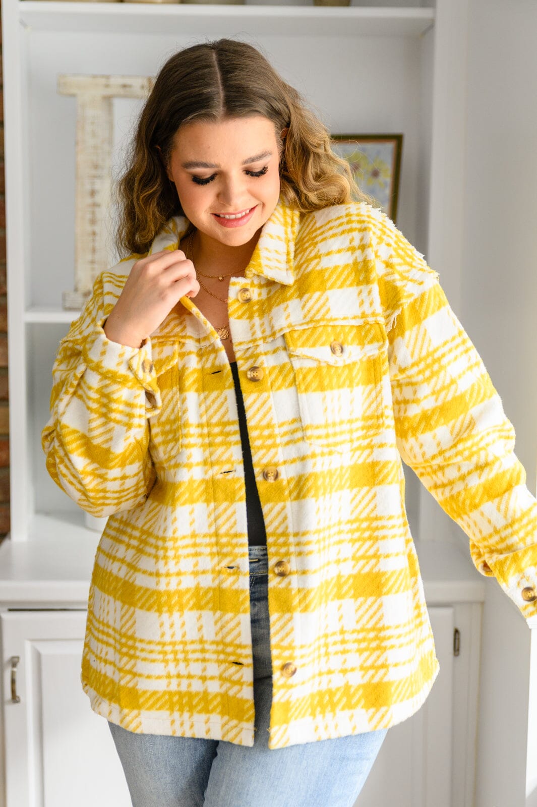Hard To Miss Shacket In Mustard Womens