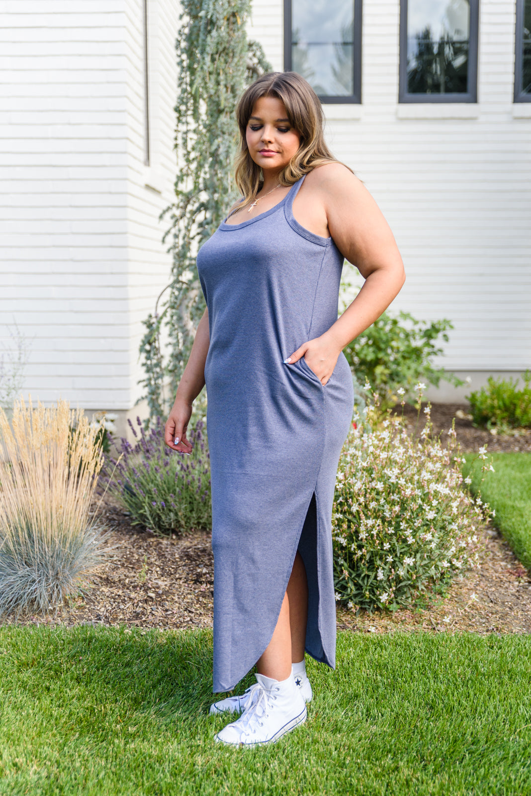 Knowing You Ribbed Dress Womens