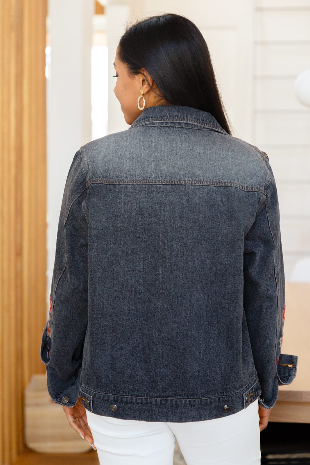 Lovely Visions Flower Embroidered Jacket Womens