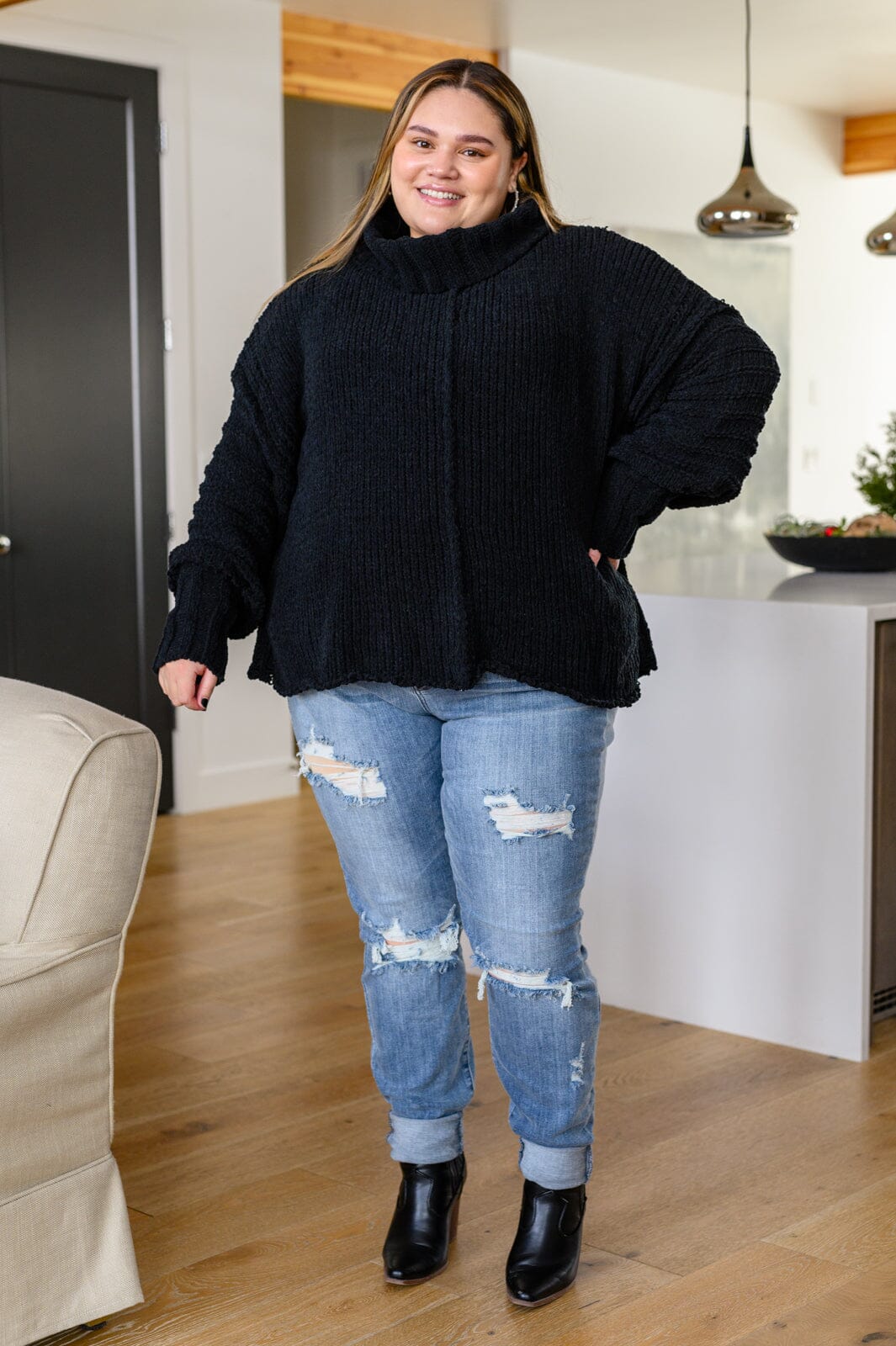Maureen Long Sleeve Solid Knit Sweater Womens