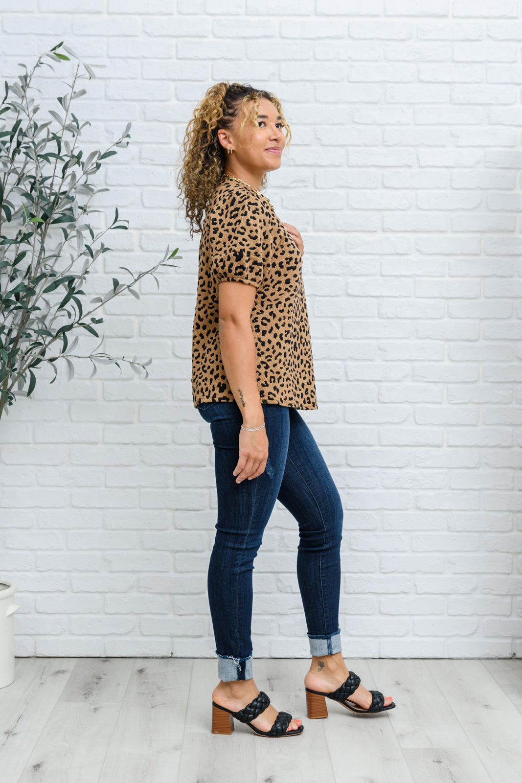 Spotted Animal Print Blouse Womens