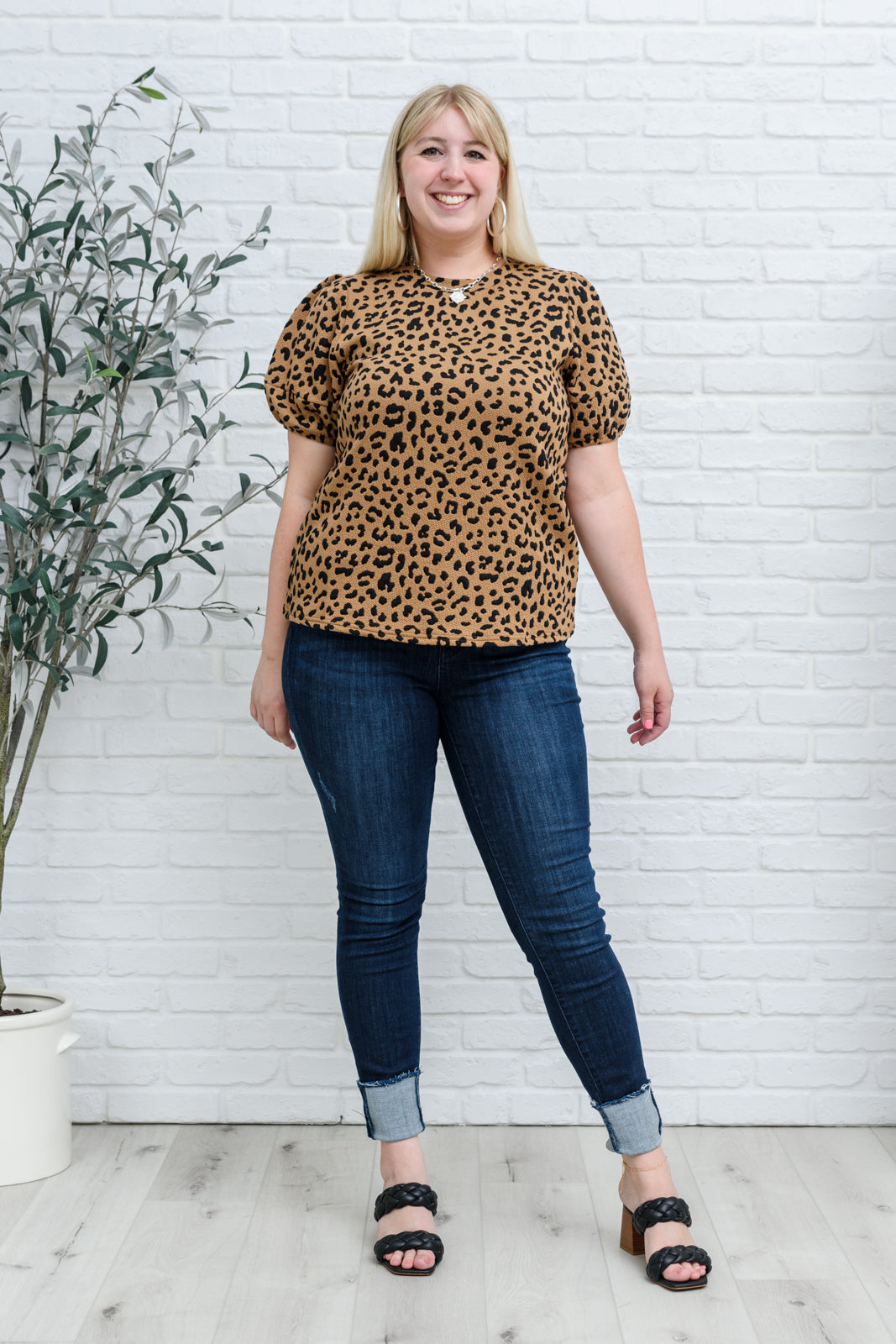 Spotted Animal Print Blouse Womens