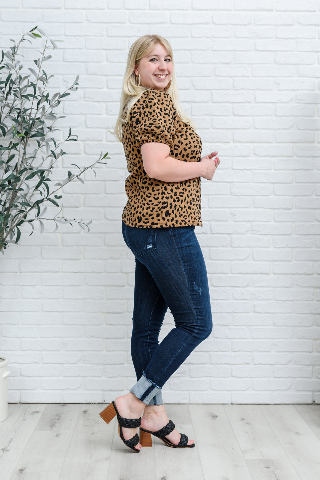 Spotted Animal Print Blouse Womens
