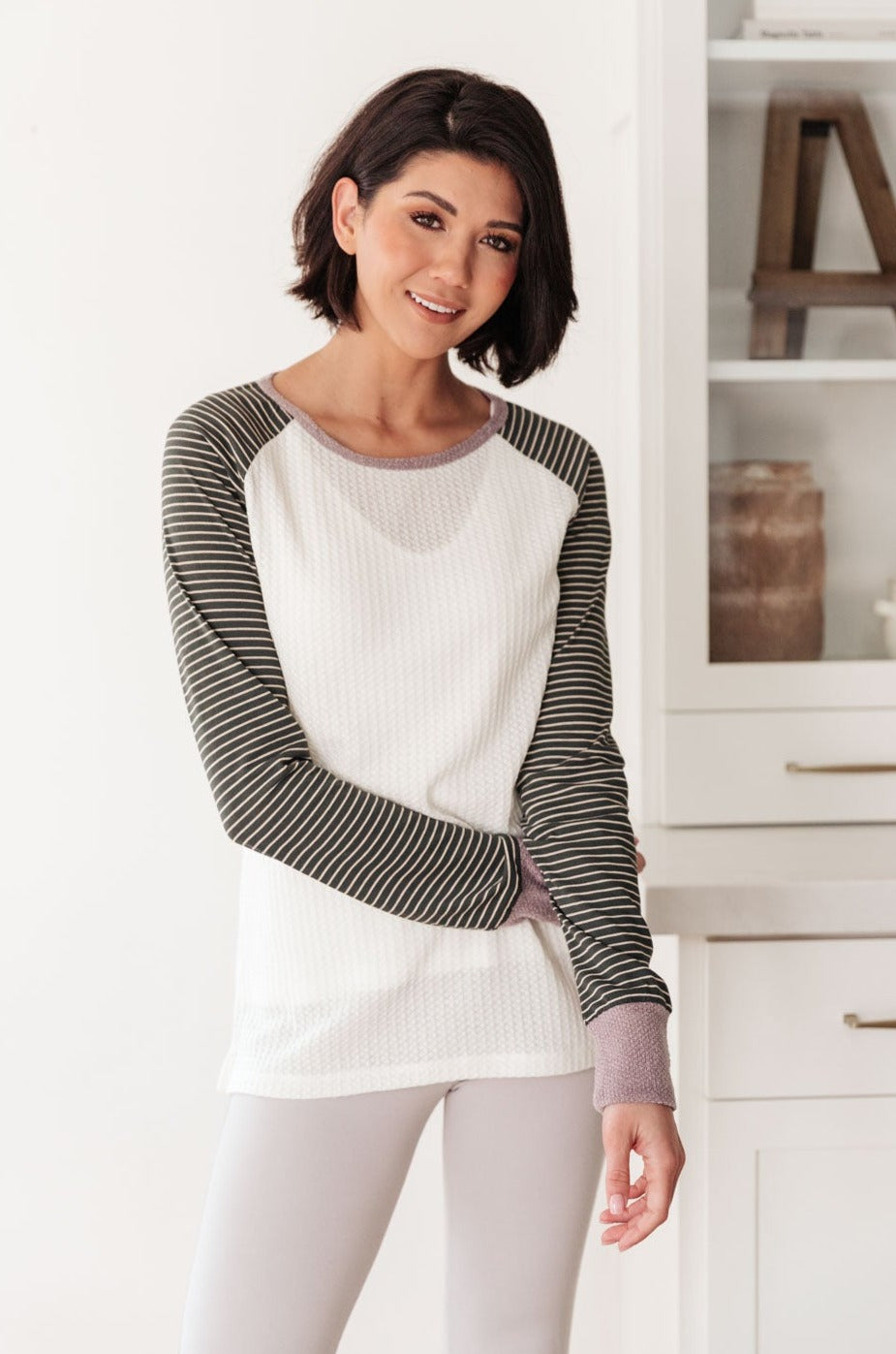 Suave Stripes Raglan Top Womens