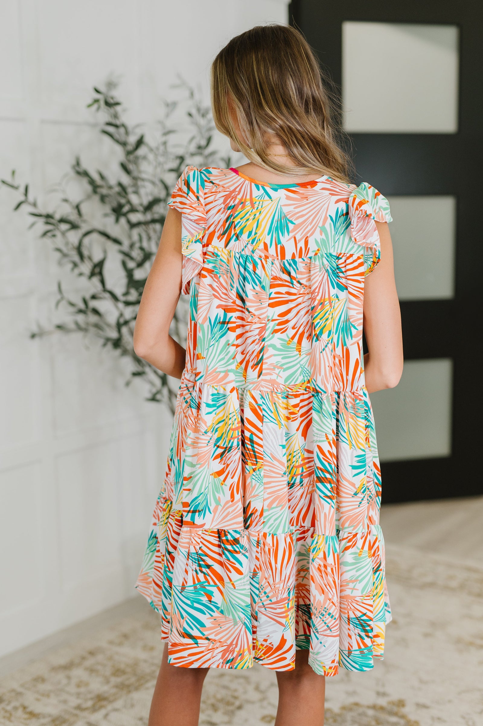 Bless Your Love Tiered Dress in Ivory, Orange and Mint