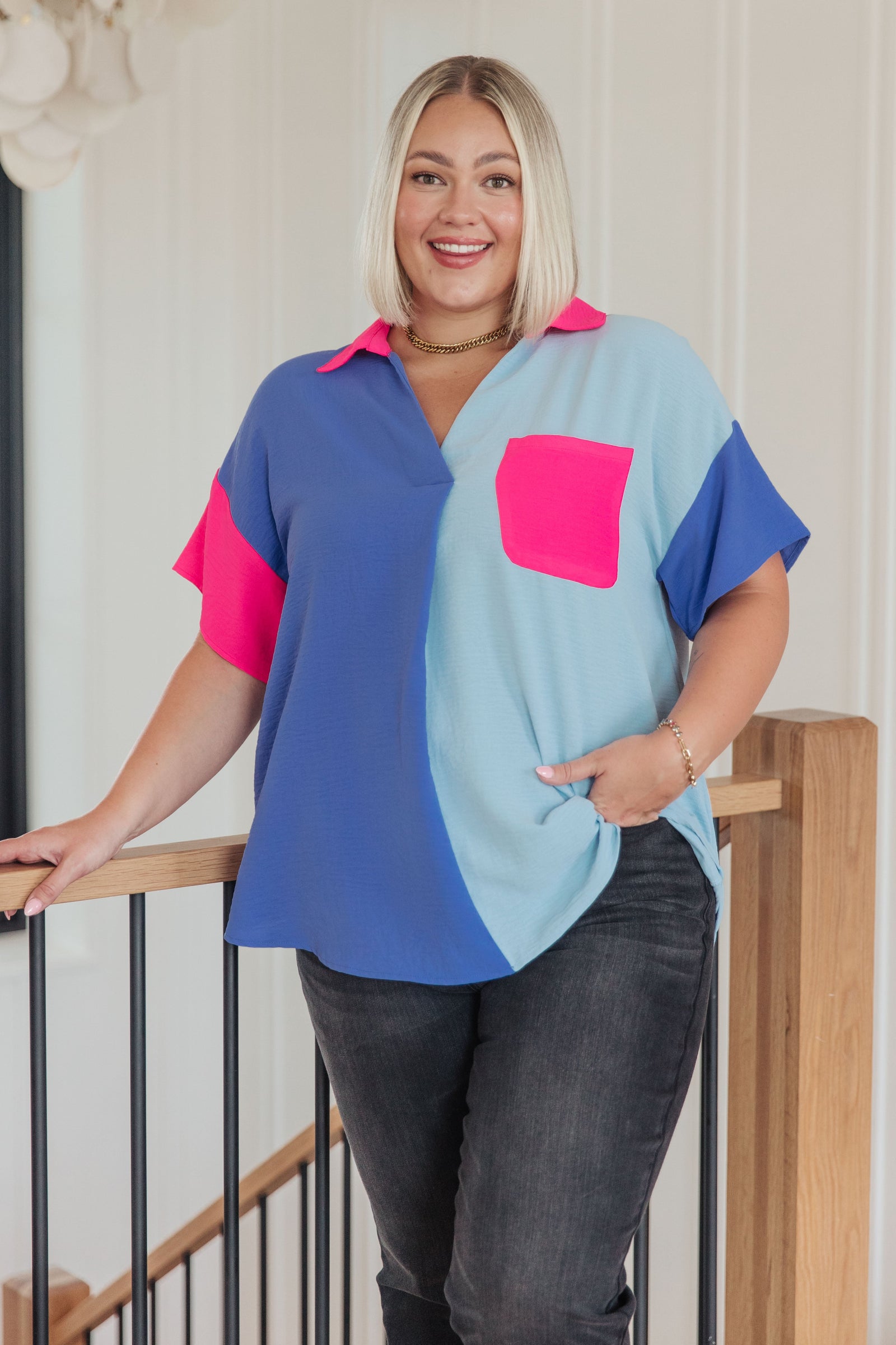 Color Me Cool Color Block Top