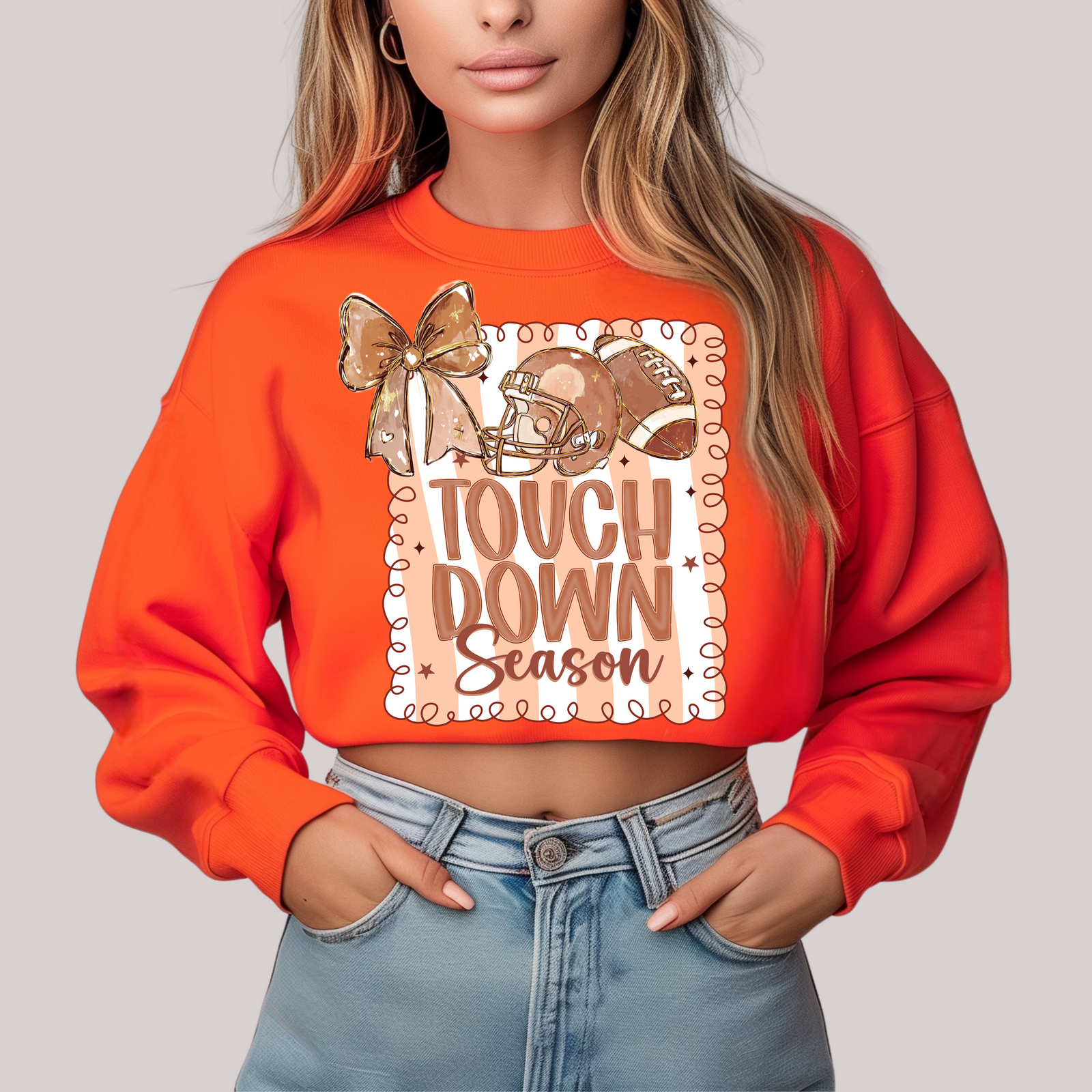 Coquette Touchdown Season in Orange Sweatshirt