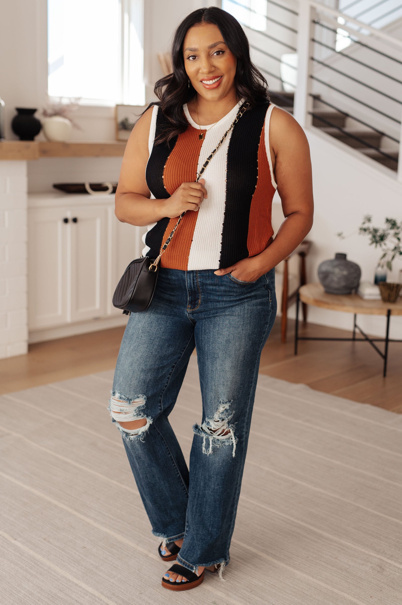Decidedly Undecided Knit Striped Tank