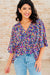 Dreamer Peplum Top in Painted Royal Multi