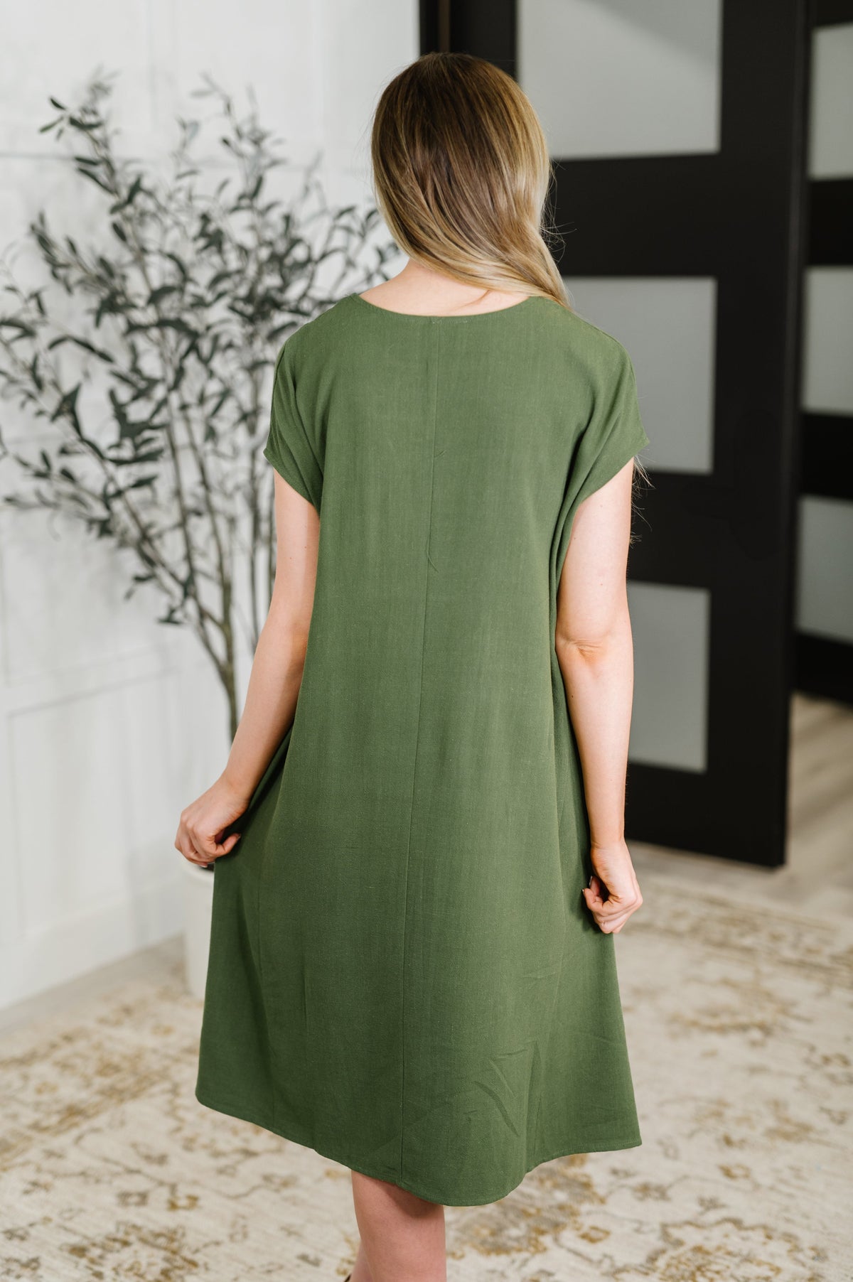 Flatter Me Later Relaxed Dress in Moss