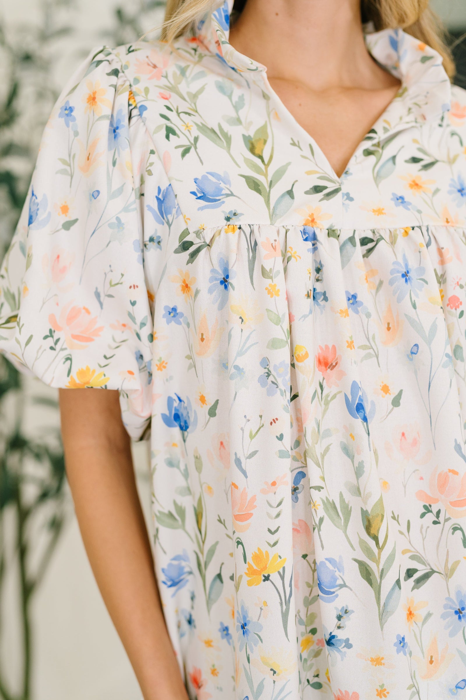 In All This Time Notch Neck Floral Blouse