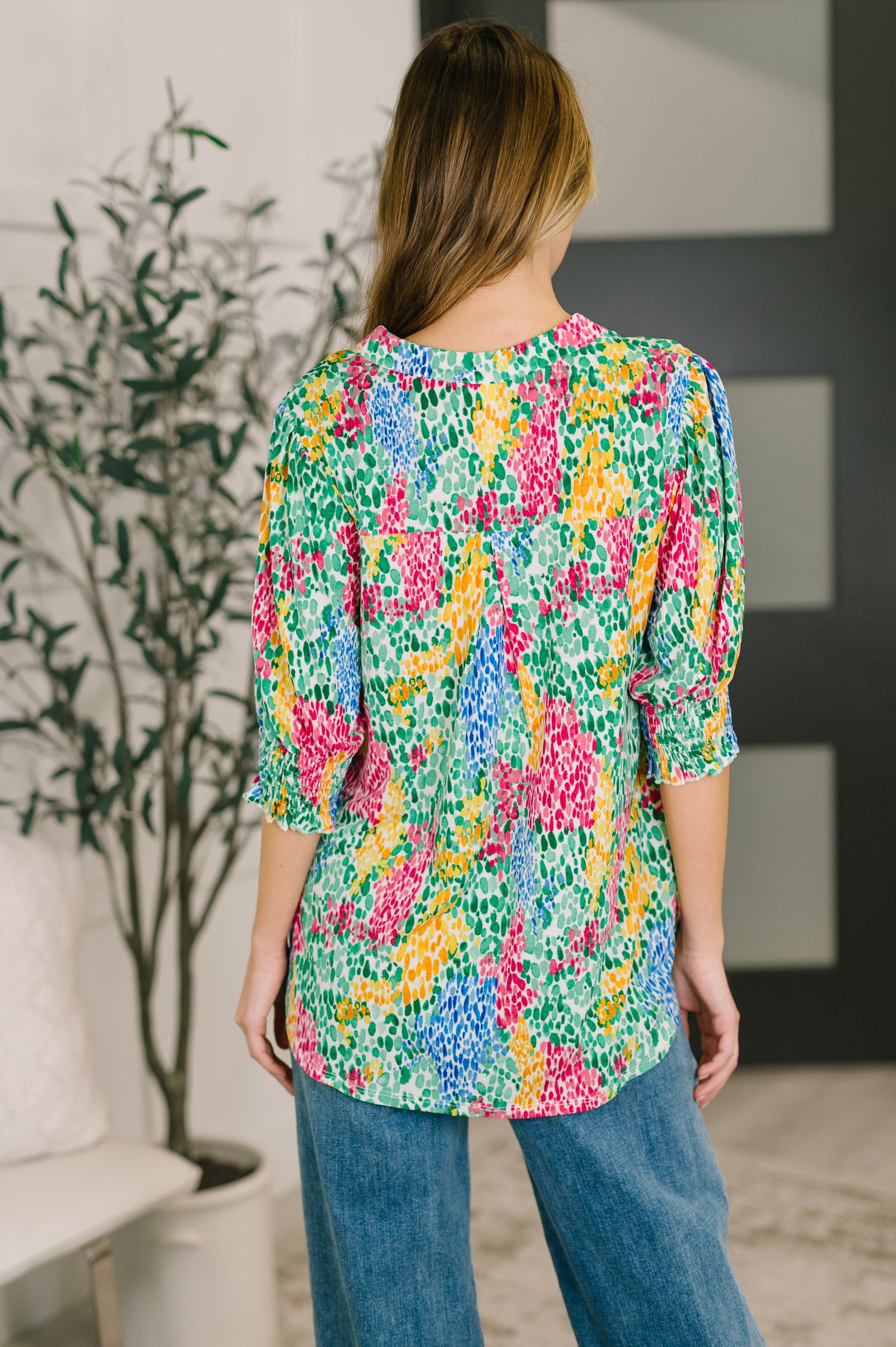 Lizzy Smock Top in Light Multi Painted