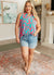 Lizzy Tank Top in Aqua and Pink Filigree