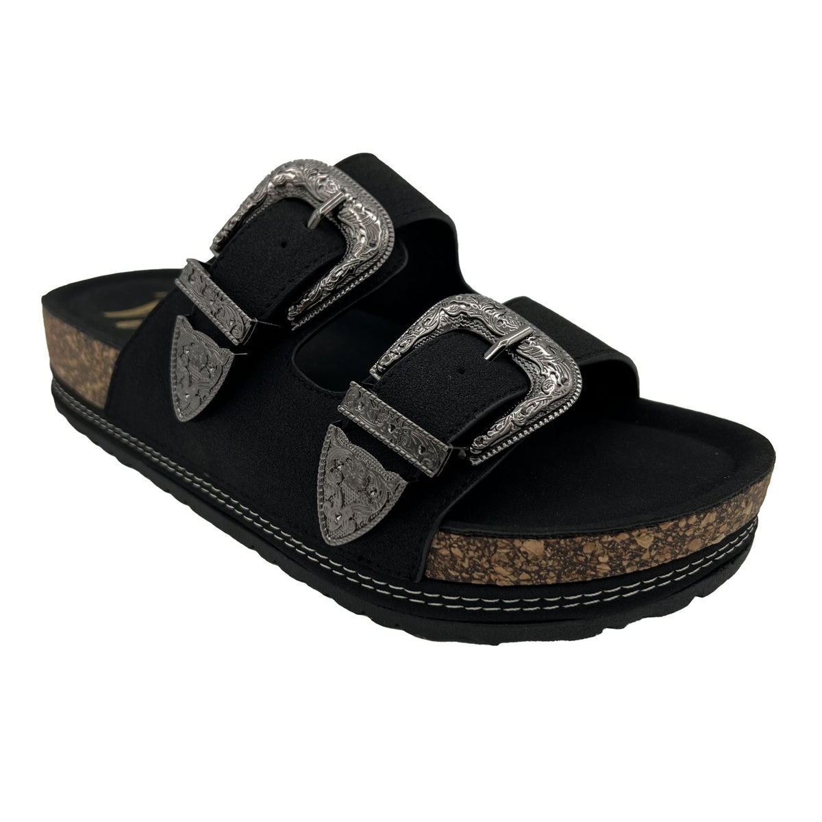 Mickie Western Slides in Black