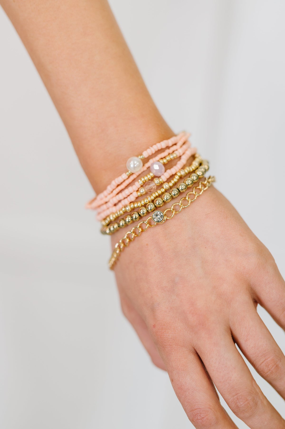 Rose &amp; Radiance Bracelet Set in Pink and Gold