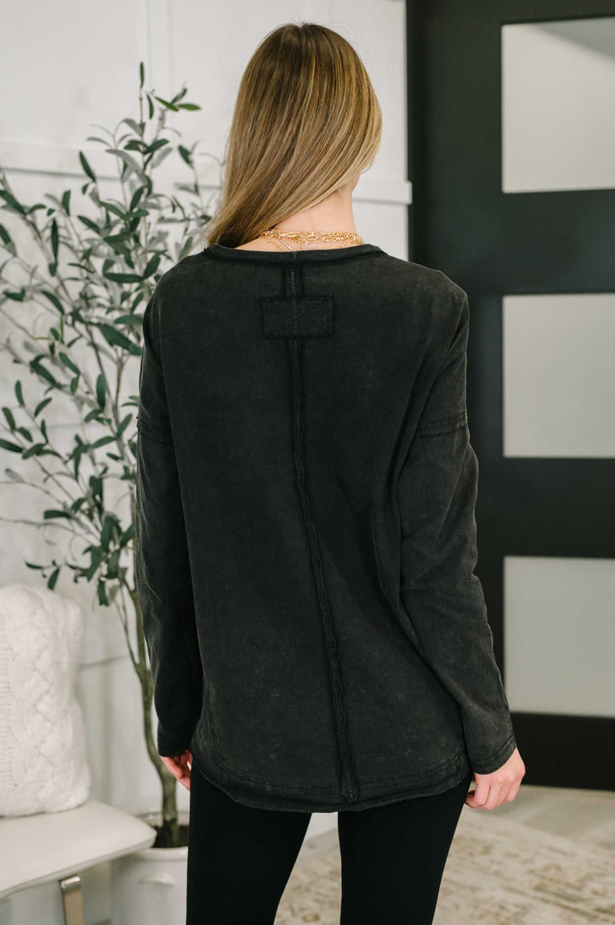 Simple as That Drop Shoulder Exposed Seam Top