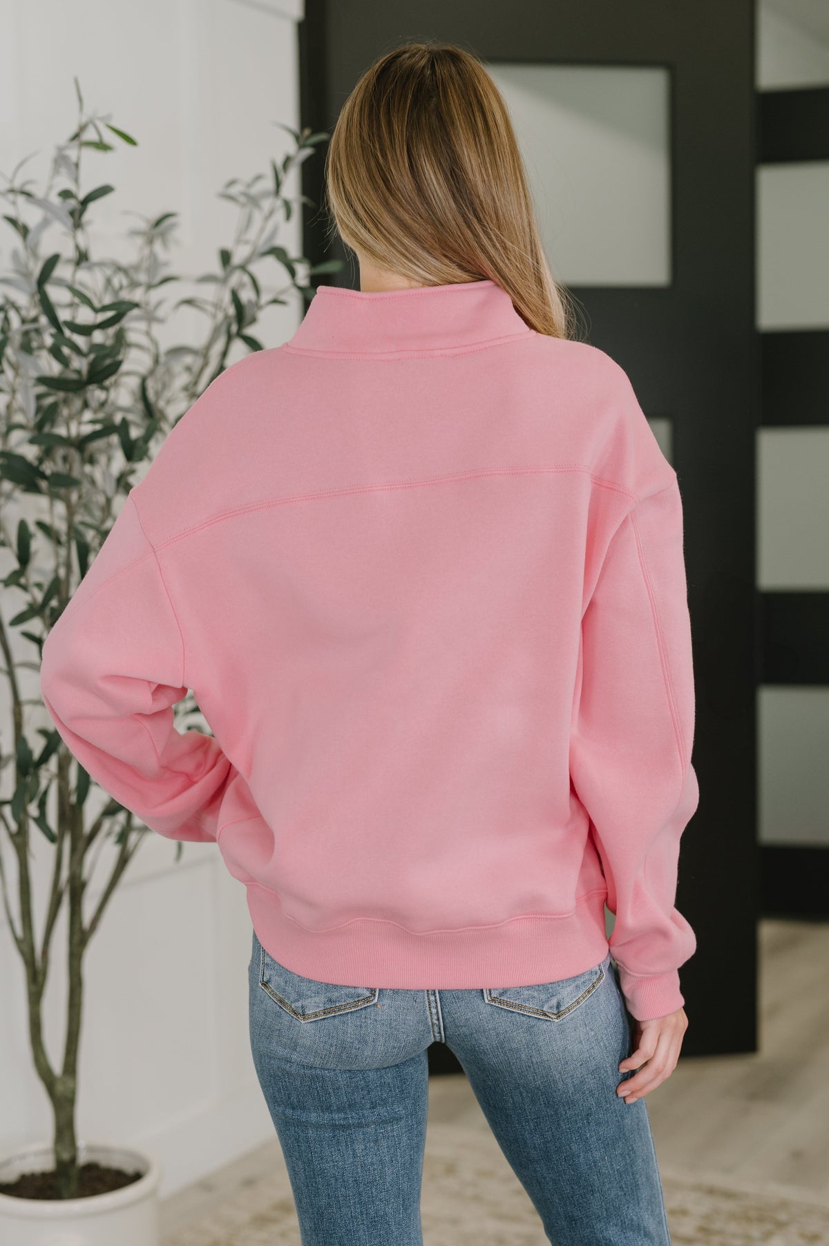 Sweater Weather Half Zip High Neck Pullover in Dark Pink