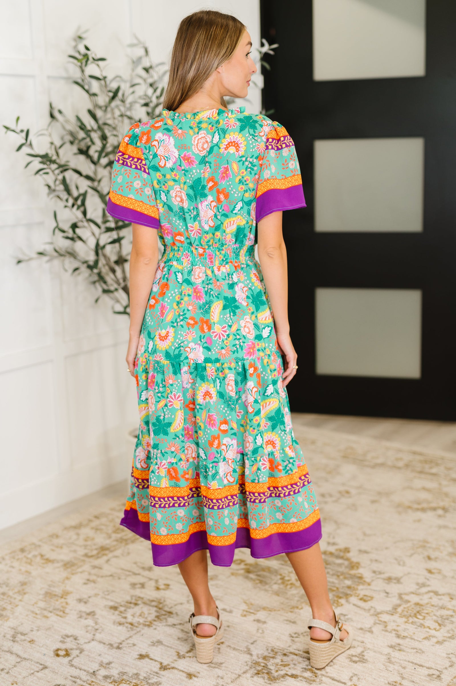 Wildflower Wish Gathered Tier Dress in Mint