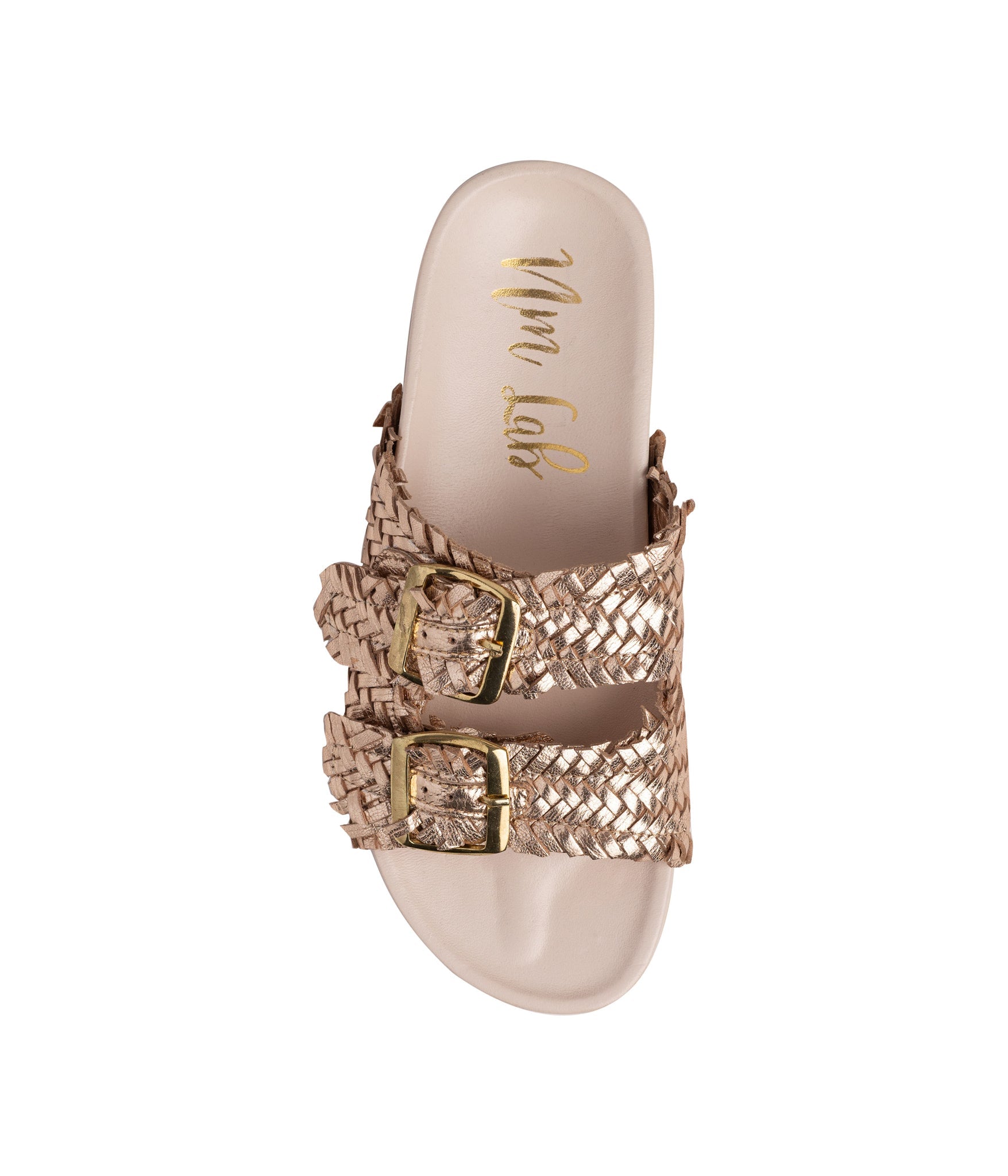 Intertwine Dual Woven Strap Slide in Champagne