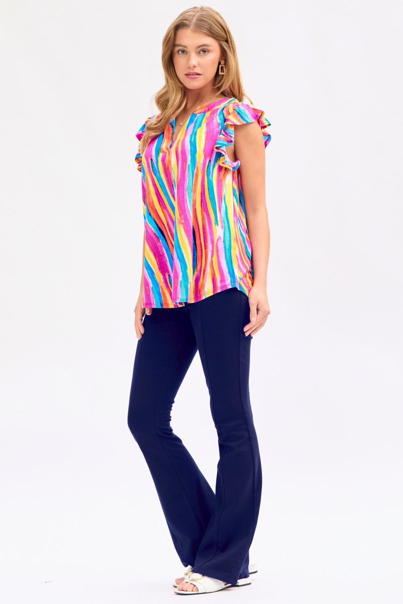 Dear Scarlett Lizzy Flutter Sleeve Top in Multi