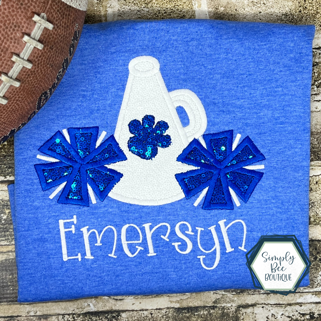 Megaphone with Poms Sequin Applique